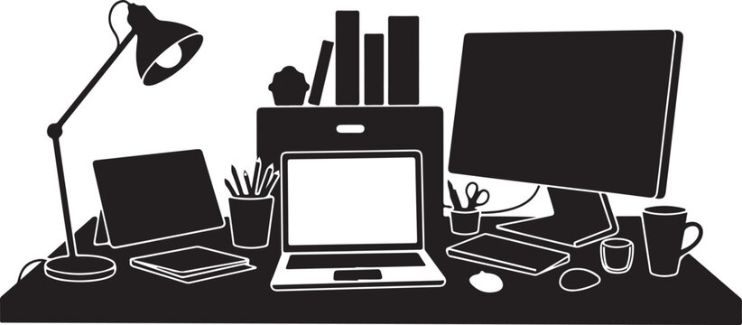 Modern home office workspace with computer and accessories
