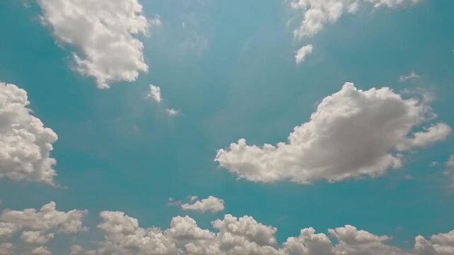 Blue Sky with White Fluffy Clouds.