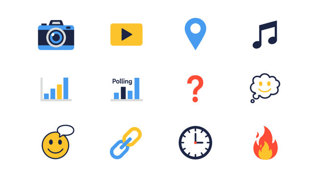 Collection of various flat design icons.