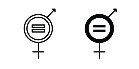 Gender equality icon. Flat and outline icons. Black icons © Hestia