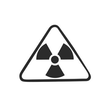 Black and white radiation warning symbol icon in a triangular frame. EPS Editable. Vector Illustrations.