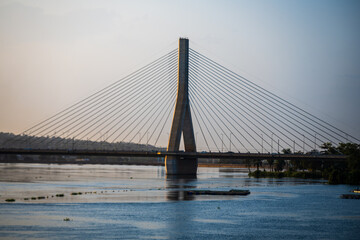 Obraz premium Cable-stayed New Nile Bridge over the Victoria Nile near Jinja
