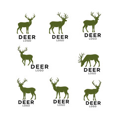 Fototapeta premium Collection of various deer silhouettes for logo design.