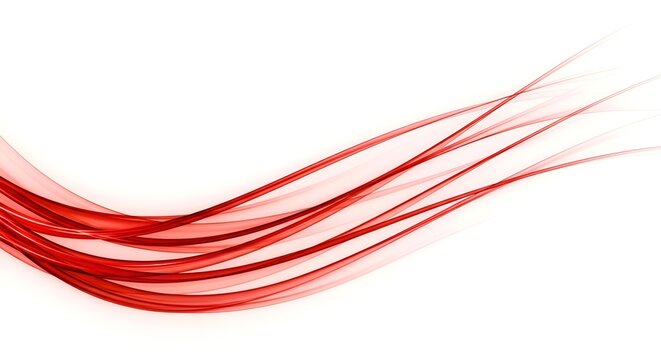 Abstract Red Swirls Flowing on White Background