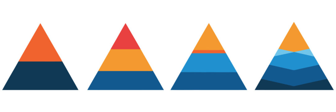 Pyramid, infographic set, colorful triangular pyramid icon vector, upward arrows diagram, business chart, triangle graph presentation, data visualization, hierarchy structure, marketing analytics, 