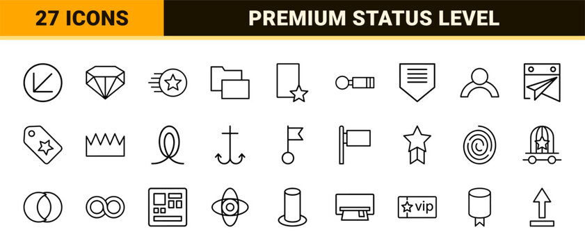 Rewards and loyalty program outline icons for premium membership.