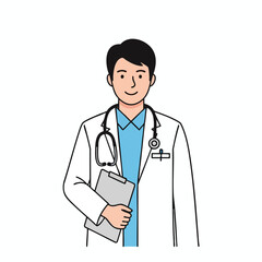 Fototapeta premium Professional Medical Doctor in White Coat with Stethoscope Exploring Healthcare Concepts