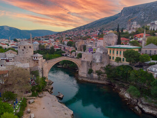 Fototapeta premium The Mostar Bridge (Bosnian: Stari Most) is a bridge over the Neretva River in the city of Mostar, Bosnia and Herzegovina.