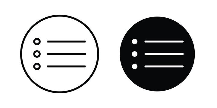 Menu icon. Flat and outline icons. Black icons