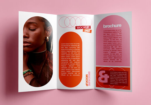 Open Folded Brochure with Three Panels Mockup