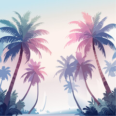 Obraz premium Vibrant palm trees against a soft pastel sky, evoking a tropical paradise