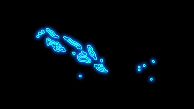 Solomon Islands Country Map Neon Lights, Abstract Solomon Islands Neon Lights Map Opener Suitable for Politics, Elections, Travel, News and Sports Events and Presentations
