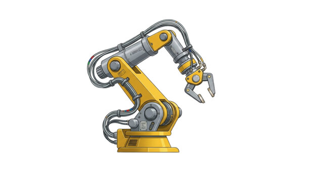 Isometric robotic arm machine vector isolated on white background for industrial automation and engineering concept