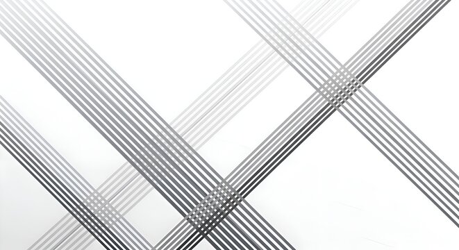 Abstract Geometric Pattern of Intersecting Gray Stripes on White Background