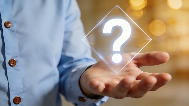 Crystal Query: Illuminated问号 in Open Palm