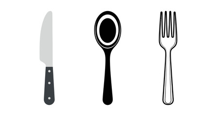 Naklejka premium Knife spoon and fork eating utensils.