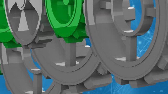 Digital icons on purple circular scope against caucasian male customer care executive wow at office