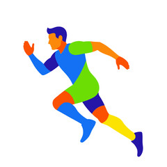 Fototapeta premium Dynamic Runner Silhouette, Athlete in Motion, Colorful Geometric Style