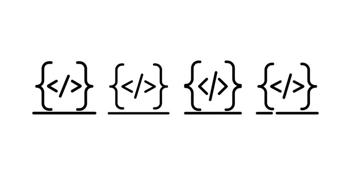Web development concept programming code brackets on horizontal line, digital technology and software engineering symbol