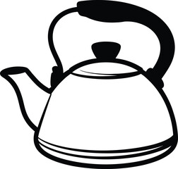 Obraz premium Traditional stovetop metal kettle for boiling water and preparing hot tea in the morning home kitchen