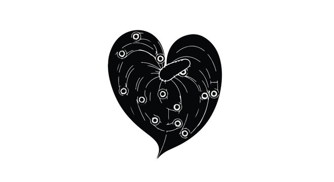 Heart shape formed by a leaf with intricate veins symbolizes natural beauty.