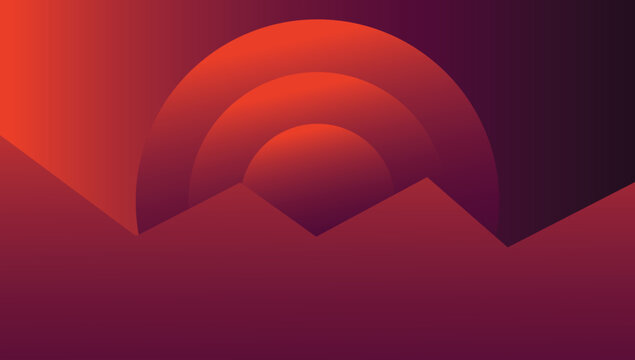 Abstract geometric sunset landscape with retro style gradients, ideal for creative backgrounds, posters, and modern aesthetic visual design compositions.