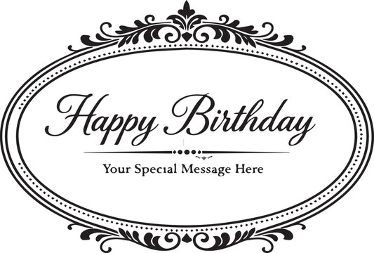 Happy Birthday elegant label on transparent background vector icon silhouette
