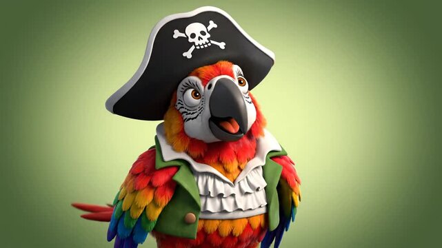 Cartoon parrot in pirate costume.