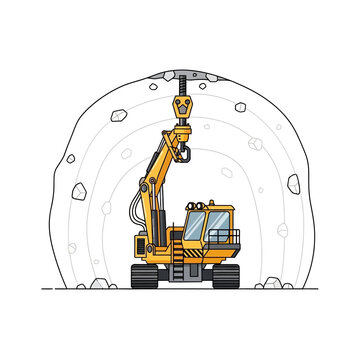 Tunnel Boring Machine Excavating Rock in Underground Construction