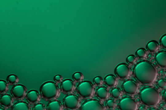 Macro shot of green bubbles.