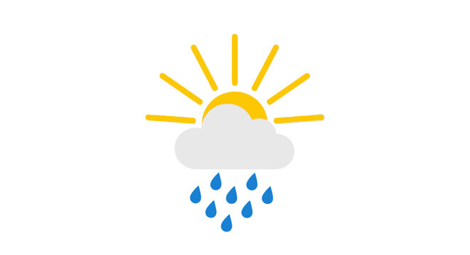 Weather icon with sun and rain.