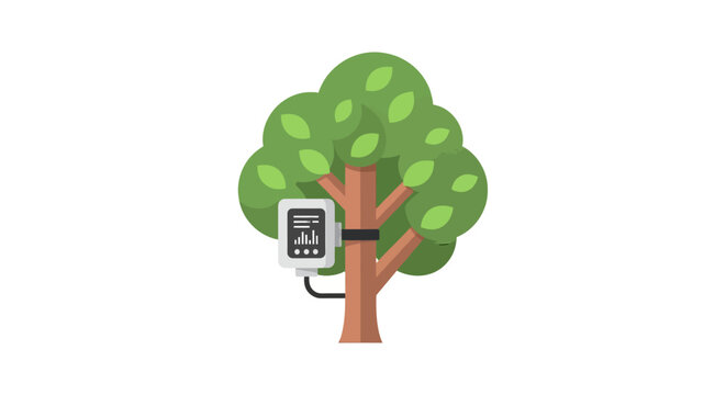 Smartphone connected to tree branch.