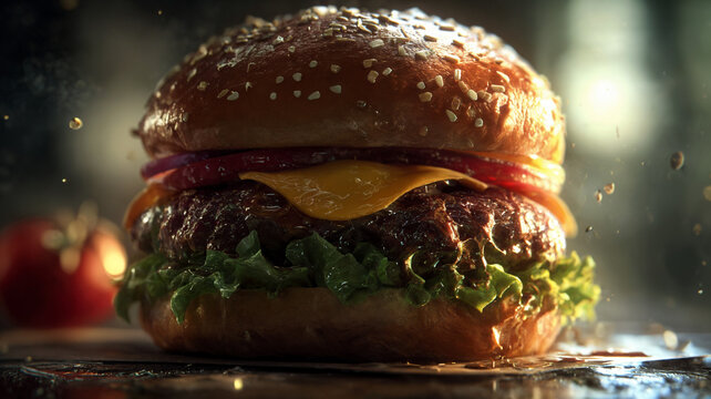 hamburguer delicioso em foco