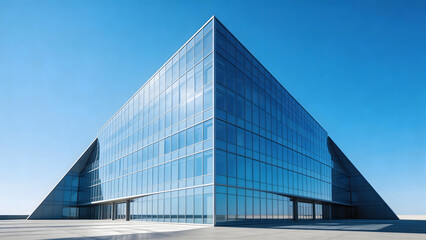 Obraz premium Modern glass building under blue sky