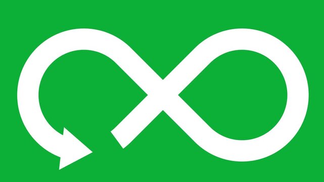 Seamless Infinity loop circularity arrow life cycle symbol 
