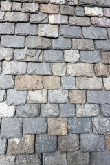 Naklejka premium Traditional local stone tiles on the roof of Skipness Castle on the north east coast of the Kintyre Peninsula, Argyll & Bute, Scotland UK