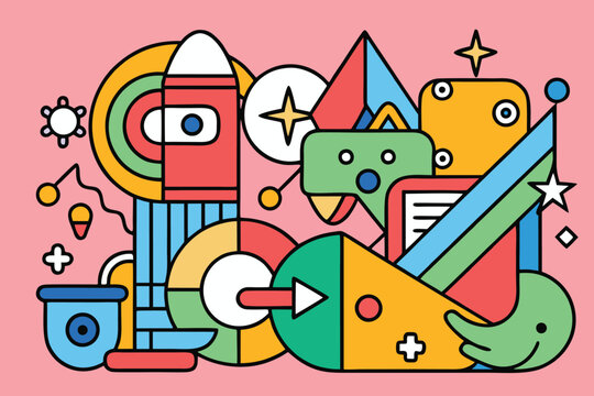 design logo illustration background creative abstract icon set hand drawn style