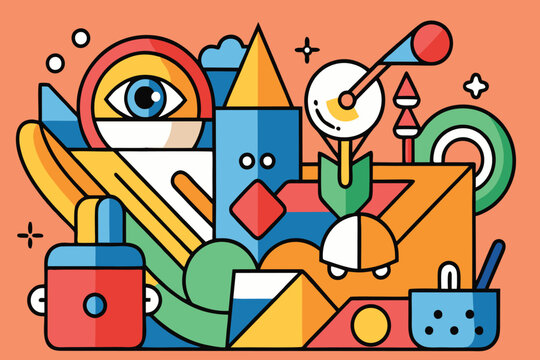 design logo illustration background creative abstract icon set hand drawn style