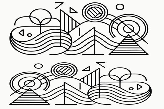 design logo illustration background abstract line icon set