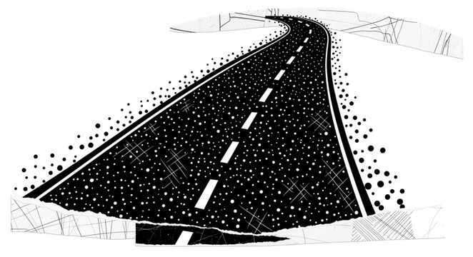 Winding Road Illustration with Snow.