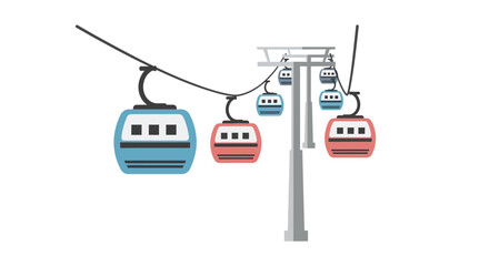 Modern Cable Car Gondolas in a Row on a White Background © Muhamad
