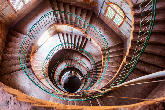 Spiral staircase inside Gaddafi National Mosque minaret in Kampala