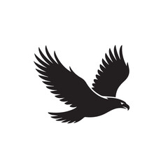 Obraz premium Flying Eagle Silhouette - Minimalist Black Bird Vector Illustration
