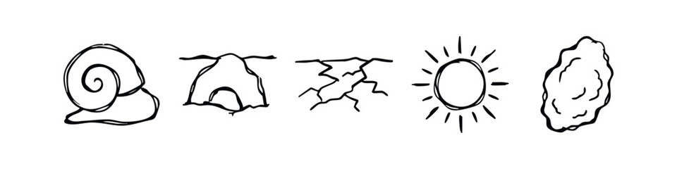 Drawn nature and environmental icons, ecosystem elements © liubomir118809