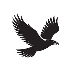 Fototapeta premium Eagle Silhouette Flying, Bold Black Vector Bird of Prey Illustration