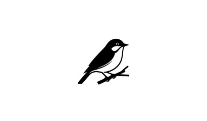 Obraz premium Perched Bird Silhouette Icons – Small Songbird Logo Vector Pack