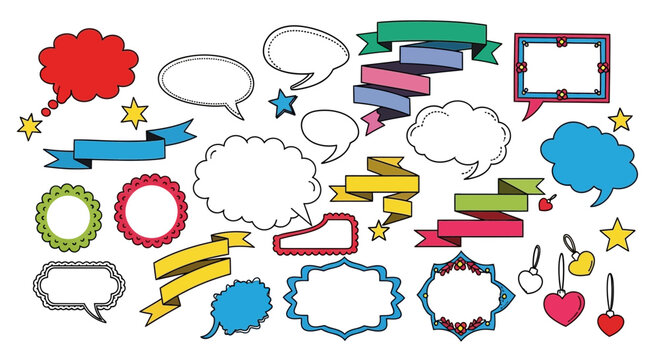 Colorful Speech Bubbles, Banners, and Frames Collection - Vector Graphics