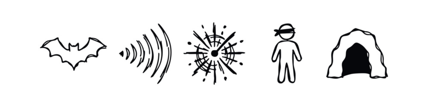 Bat Echolocation and Cave Icons (Sketch)