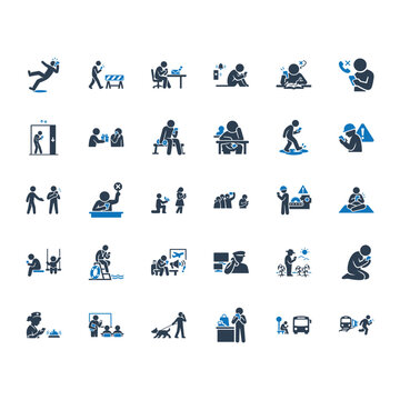 Mobile Phone Addiction Hazards Icons