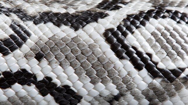 Close-up of black and white snake scales pattern